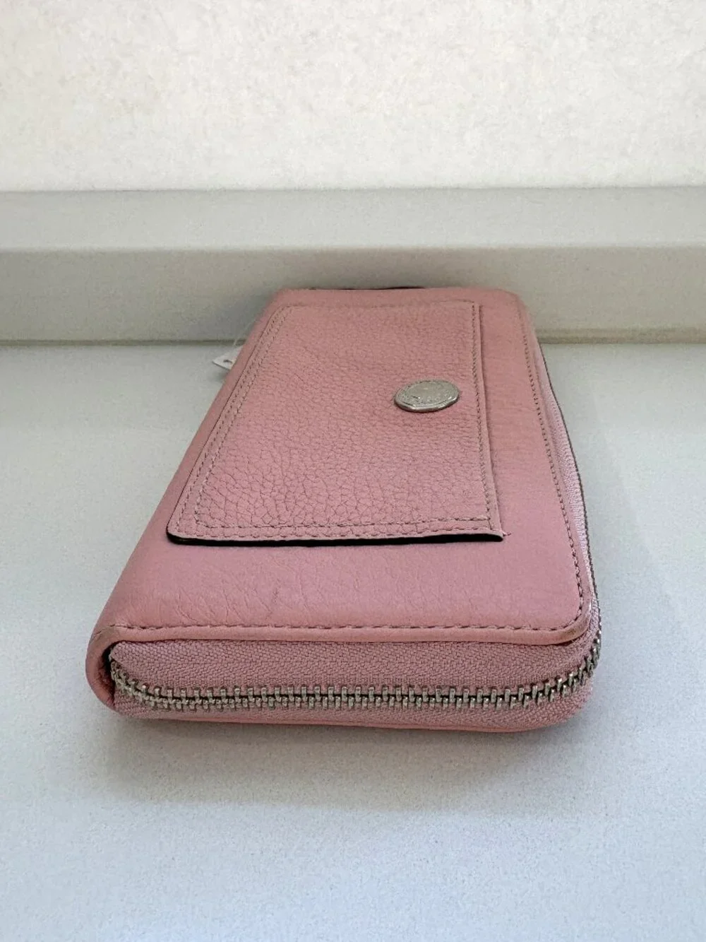 Coach Chelsea Pebbled Leather Accordion Zip Around Wallet Blush Pink 40596 NEW